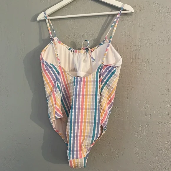 NWT J. crew size rainbow gingham one piece swim suit style AU926